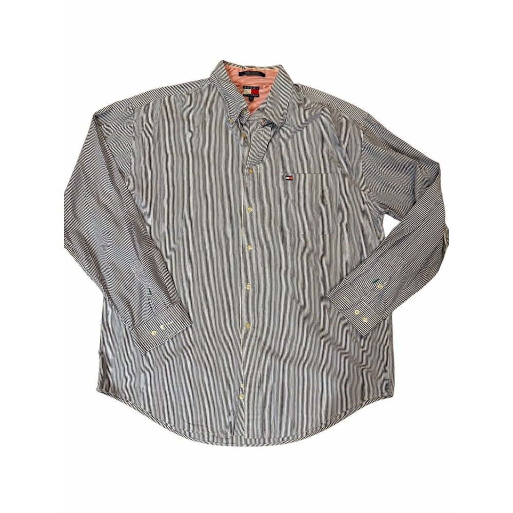 Tommy Hilfiger Regular Fit Striped Oxford Button Down Shirt XL Office Business